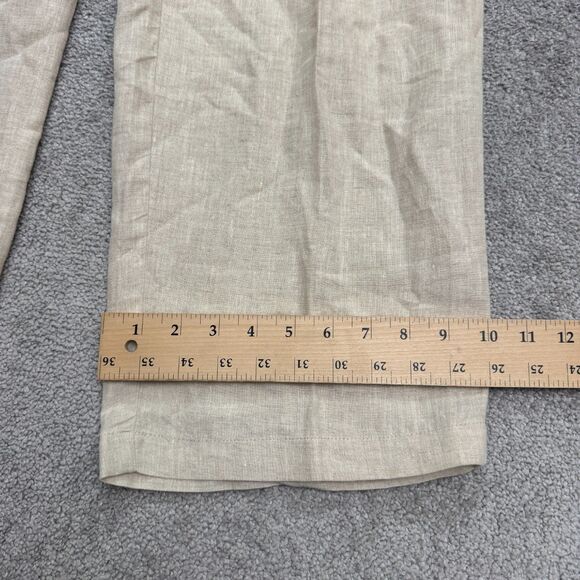 Lane Bryant Linen Wide Leg Trousers Pants Womens 14/16 Beige Elastic Waist Boho - Picture 16 of 16